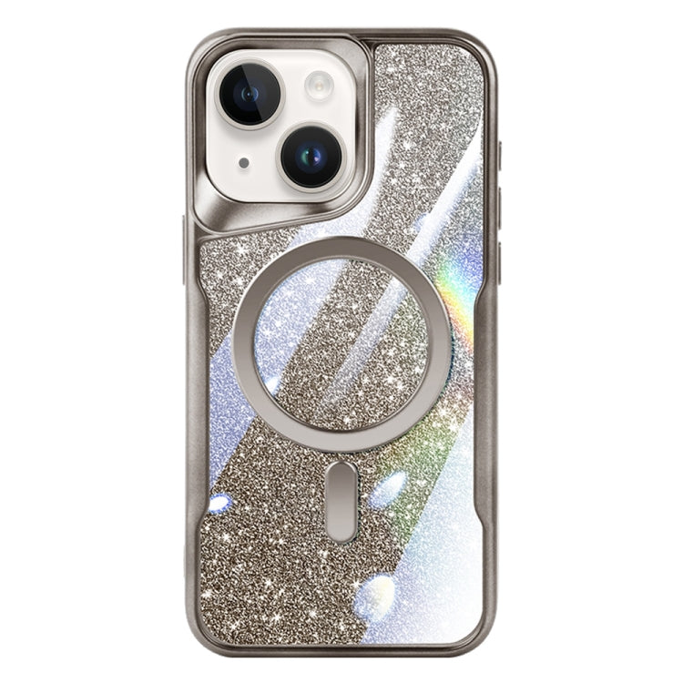 For iPhone 14 Plus Blade MagSafe Magnetic Gradient Glitter PC Phone Case(Titanium Grey) - iPhone 14 Plus Cases by buy2fix | Online Shopping UK | buy2fix