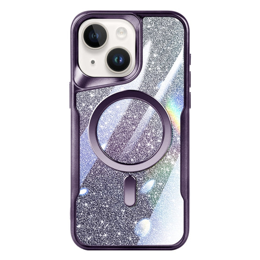 For iPhone 14 Plus Blade MagSafe Magnetic Gradient Glitter PC Phone Case(Purple) - iPhone 14 Plus Cases by buy2fix | Online Shopping UK | buy2fix