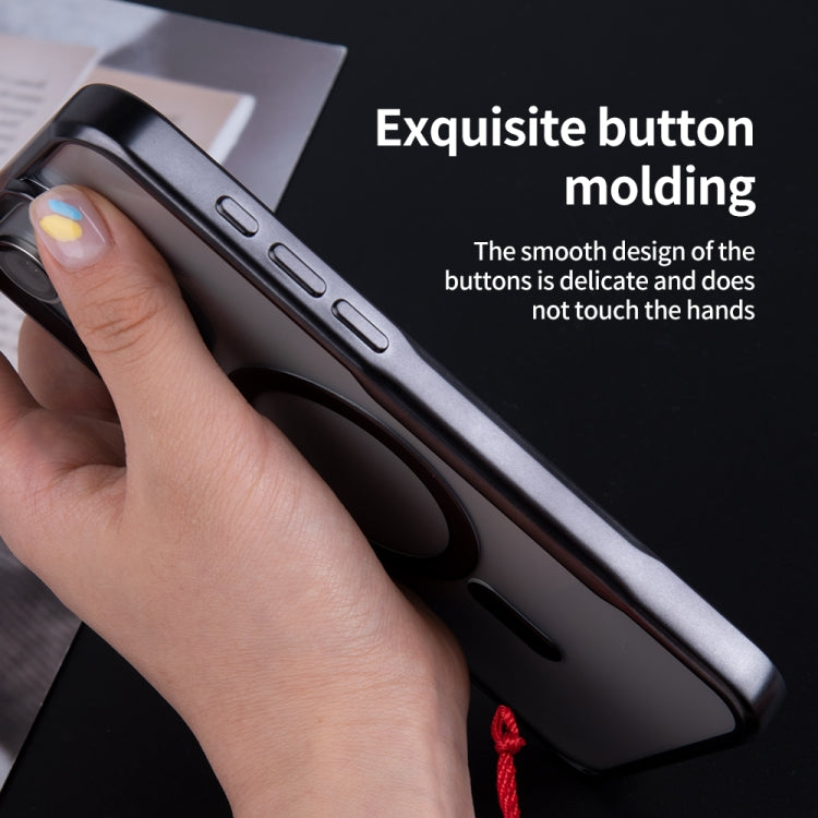 For iPhone 13 Pro Max Blade MagSafe Magnetic Gradient Glitter PC Phone Case(Silver White) by buy2fix