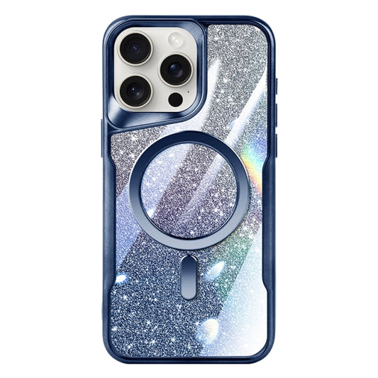 For iPhone 12 Pro Blade MagSafe Magnetic Gradient Glitter PC Phone Case(Blue) by buy2fix