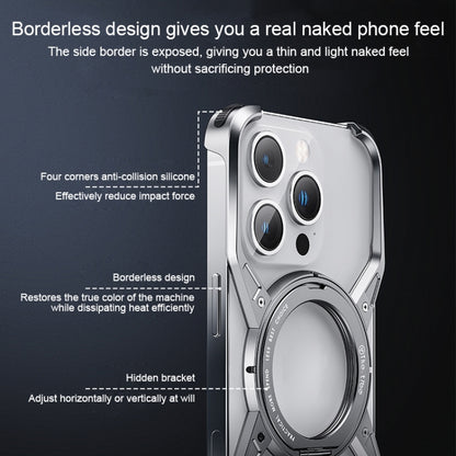 For iPhone 13 Pro / 14 Pro / 15 Pro Aluminum Alloy Frameless 360-Degree Rotating Phone Case(Silver) - iPhone 15 Pro Cases by buy2fix | Online Shopping UK | buy2fix