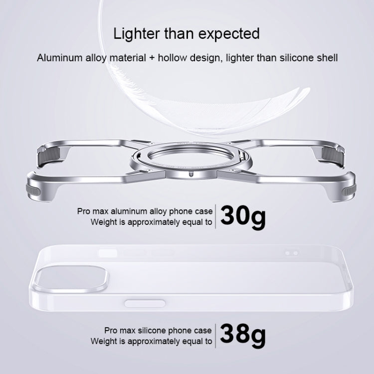 For iPhone 15 Pro Max Aluminum Alloy Frameless 360-Degree Rotating Phone Case(Silver) - iPhone 15 Pro Max Cases by buy2fix | Online Shopping UK | buy2fix