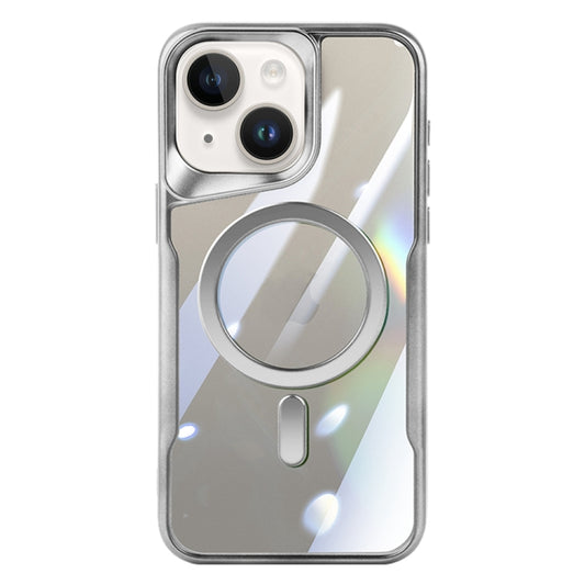 For iPhone 14 Plus Blade MagSafe Magnetic Transparent PC Phone Case(Silver White) - iPhone 14 Plus Cases by buy2fix | Online Shopping UK | buy2fix