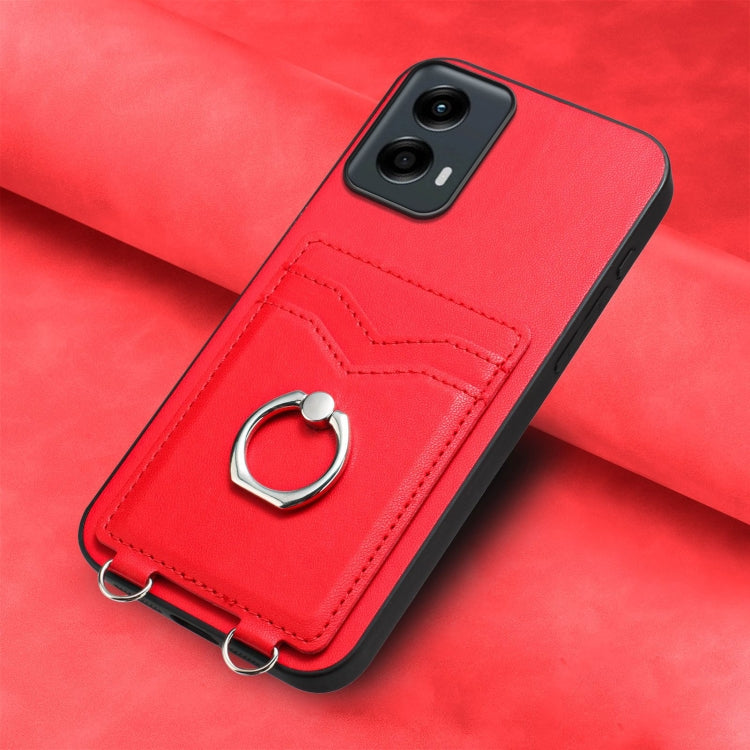 For Motorola Moto G 5G 2024 R20 Ring Card Holder Phone Case(Red) - Motorola Cases by buy2fix | Online Shopping UK | buy2fix