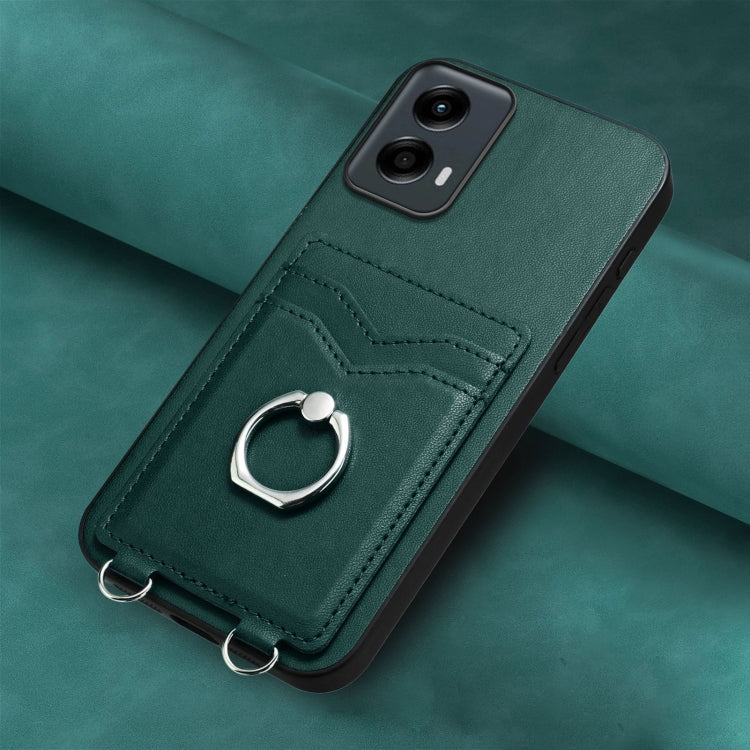 For Motorola Moto G 5G 2024 R20 Ring Card Holder Phone Case(Green) - Motorola Cases by buy2fix | Online Shopping UK | buy2fix