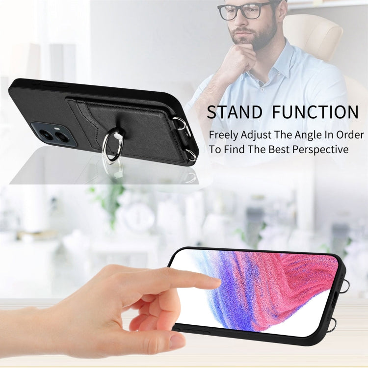 For Motorola Moto G Play 2024 5G R20 Ring Card Holder Phone Case(Black) by buy2fix