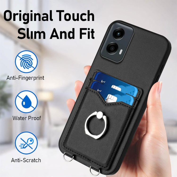 For Motorola Moto G Play 2024 5G R20 Ring Card Holder Phone Case(Black) by buy2fix