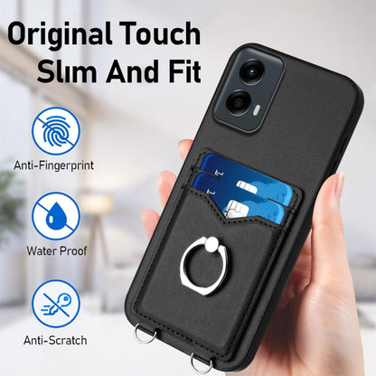 For Motorola Moto G Play 2024 5G R20 Ring Card Holder Phone Case(Black) by buy2fix