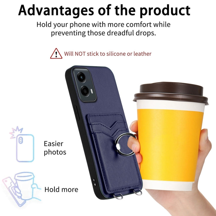 For Motorola Moto G Play 2024 5G R20 Ring Card Holder Phone Case(Blue) by buy2fix