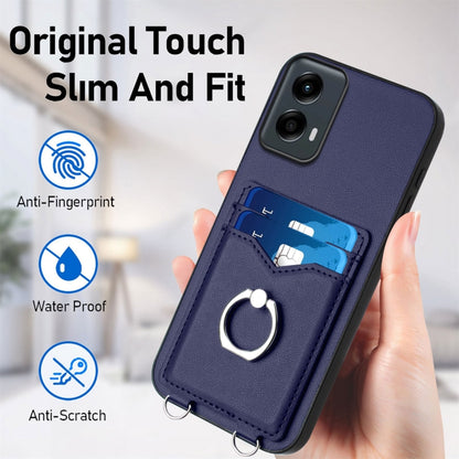 For Motorola Moto G Play 2024 5G R20 Ring Card Holder Phone Case(Blue) by buy2fix
