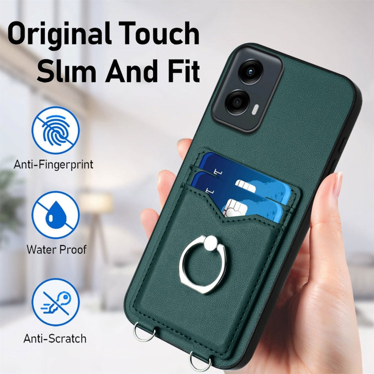 For Motorola Moto G Play 2024 5G R20 Ring Card Holder Phone Case(Green) by buy2fix