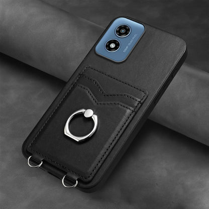 For Motorola Moto G Play 2024 4G R20 Ring Card Holder Phone Case(Black) - Motorola Cases by buy2fix | Online Shopping UK | buy2fix