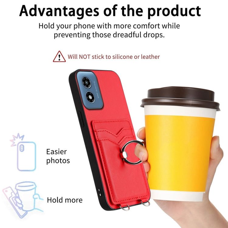 For Motorola Moto G Play 2024 4G R20 Ring Card Holder Phone Case(Red) by buy2fix