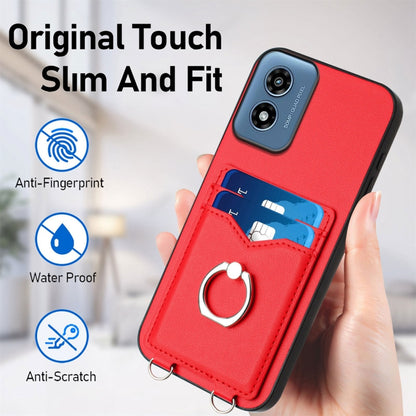 For Motorola Moto G Play 2024 4G R20 Ring Card Holder Phone Case(Red) by buy2fix