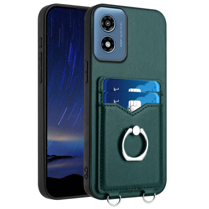 For Motorola Moto G Play 2024 4G R20 Ring Card Holder Phone Case(Green) by buy2fix