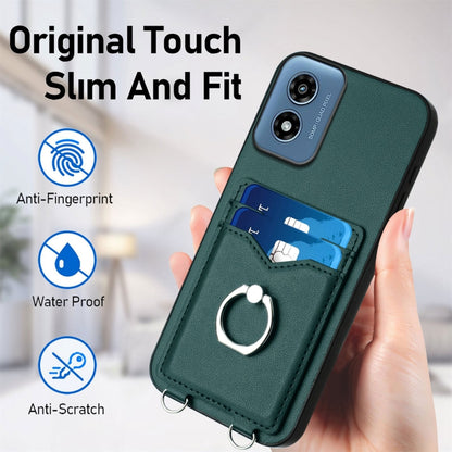 For Motorola Moto G Play 2024 4G R20 Ring Card Holder Phone Case(Green) by buy2fix
