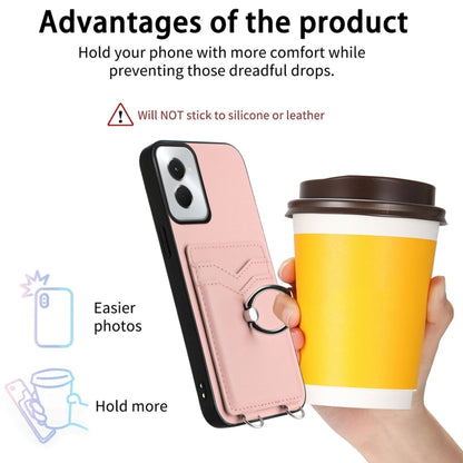 For Motorola Moto G Power 5G 2024 R20 Ring Card Holder Phone Case(Pink) by buy2fix