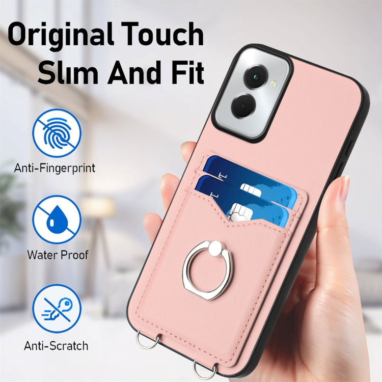 For Motorola Moto G Power 5G 2024 R20 Ring Card Holder Phone Case(Pink) by buy2fix