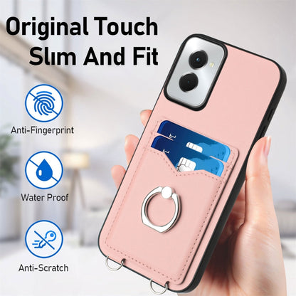 For Motorola Moto G Power 5G 2024 R20 Ring Card Holder Phone Case(Pink) by buy2fix