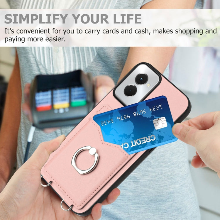 For Motorola Moto G Power 5G 2024 R20 Ring Card Holder Phone Case(Pink) by buy2fix