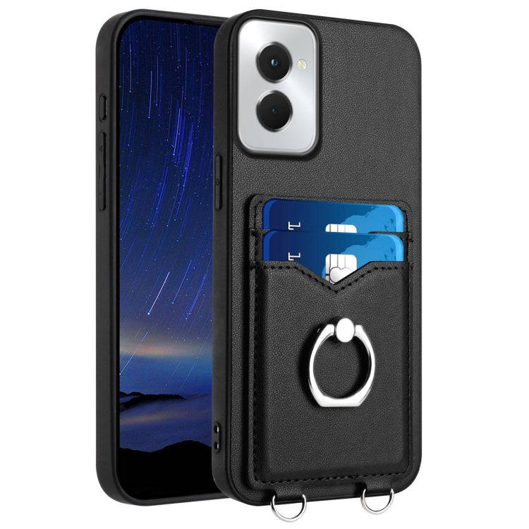For Motorola Moto G Power 5G 2024 R20 Ring Card Holder Phone Case(Black) by buy2fix