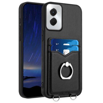 For Motorola Moto G Power 5G 2024 R20 Ring Card Holder Phone Case(Black) by buy2fix