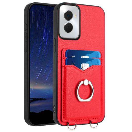 For Motorola Moto G Power 5G 2024 R20 Ring Card Holder Phone Case(Red) by buy2fix
