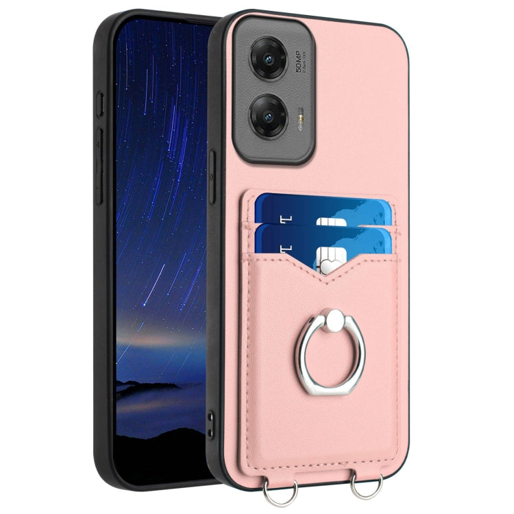 For Motorola Moto G Stylus 5G 2024 R20 Ring Card Holder Phone Case(Pink) by buy2fix