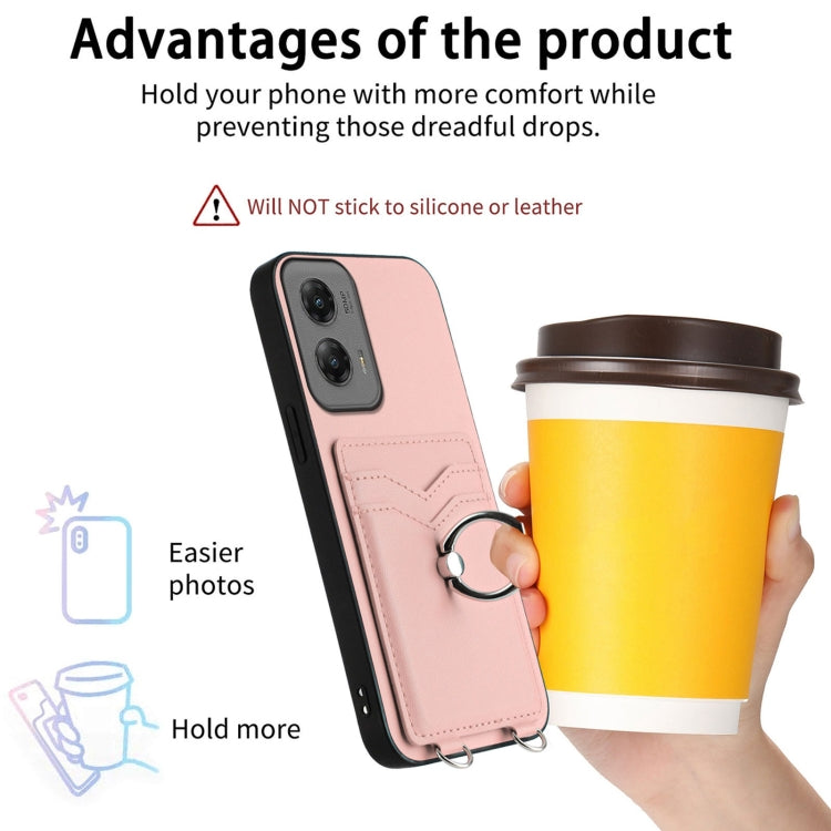 For Motorola Moto G Stylus 5G 2024 R20 Ring Card Holder Phone Case(Pink) by buy2fix