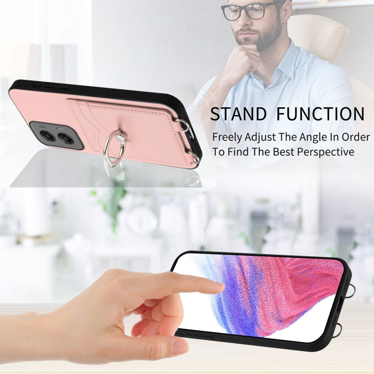For Motorola Moto G Stylus 5G 2024 R20 Ring Card Holder Phone Case(Pink) by buy2fix