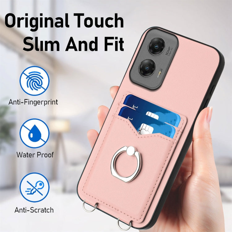 For Motorola Moto G Stylus 5G 2024 R20 Ring Card Holder Phone Case(Pink) by buy2fix