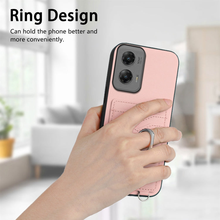 For Motorola Moto G Stylus 5G 2024 R20 Ring Card Holder Phone Case(Pink) by buy2fix