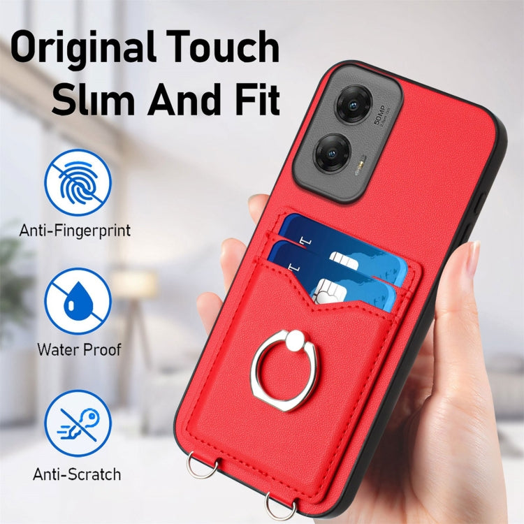 For Motorola Moto G Stylus 5G 2024 R20 Ring Card Holder Phone Case(Red) - Motorola Cases by buy2fix | Online Shopping UK | buy2fix