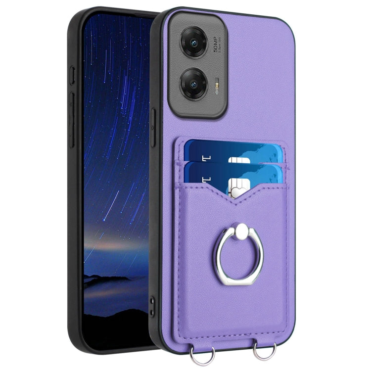 For Motorola Moto G Stylus 5G 2024 R20 Ring Card Holder Phone Case(Purple) - Motorola Cases by buy2fix | Online Shopping UK | buy2fix