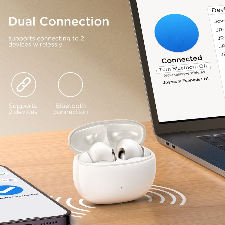 JOYROOM JR-FN1 Funpods Series True Wireless Bluetooth Earphone(White) - TWS Earphone by JOYROOM | Online Shopping UK | buy2fix