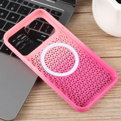 For iPhone 13 Gradient Color Honeycomb Aromatherapy MagSafe Phone Case(Pink+Rose Red) - iPhone 13 Cases by buy2fix | Online Shopping UK | buy2fix