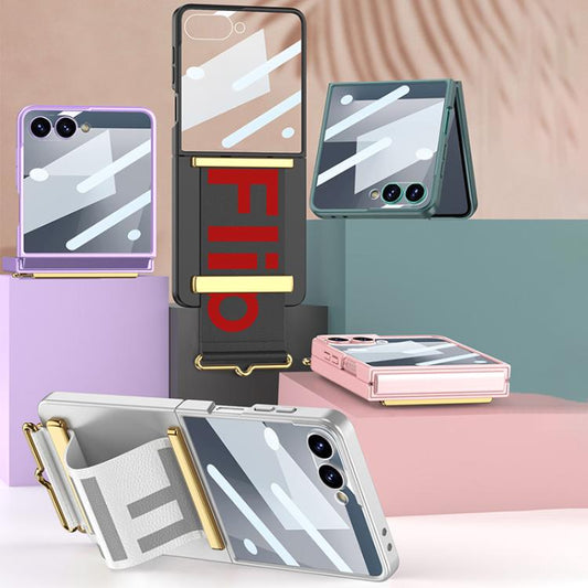 For Samsung Galaxy Z Flip7 5G GKK Integrated Ultra-thin Wristband Holder Phone Case(Pink) - Galaxy Z Flip7 5G Cases by GKK | Online Shopping UK | buy2fix