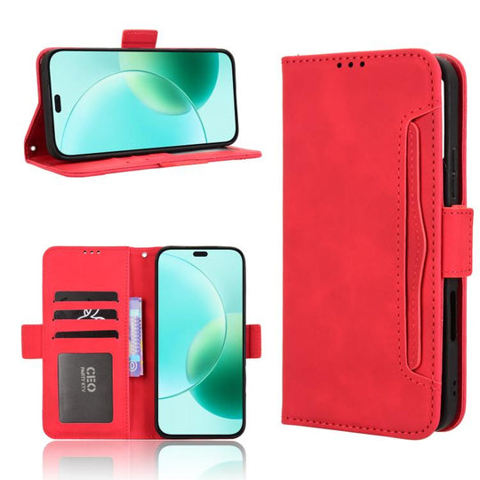 For Honor 400 Lite Global Skin Feel Calf Texture Card Slots Leather Phone Case(Red)