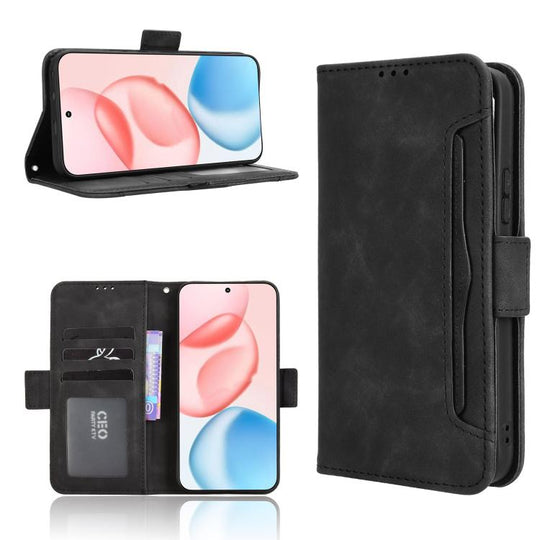 For Honor 400 Global 156.5mm Skin Feel Calf Texture Card Slots Leather Phone Case(Black)