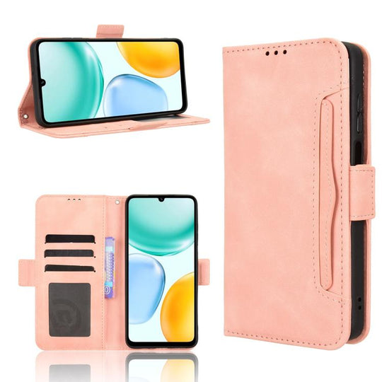 For Honor X5c Plus 4G Skin Feel Calf Texture Card Slots Leather Phone Case(Pink)