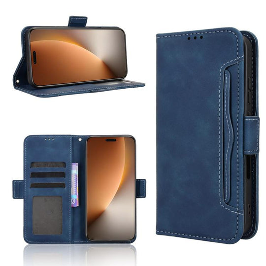 For Honor Magic8 Pro Skin Feel Calf Texture Card Slots Leather Phone Case(Blue)