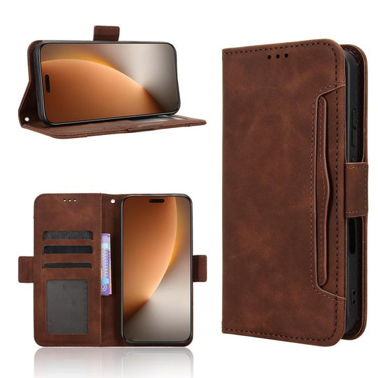 For Honor Magic8 Pro Skin Feel Calf Texture Card Slots Leather Phone Case(Brown)