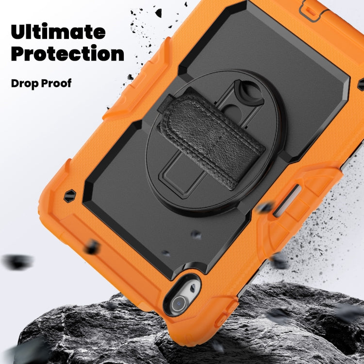 For iPad Air 11 2025 / 2024 Turntable Holder Silicone Hybrid PC Tablet Case with Shoulder Strap(Orange) by buy2fix