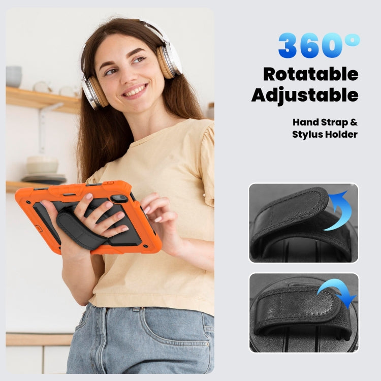 For iPad Air 11 2025 / 2024 Turntable Holder Silicone Hybrid PC Tablet Case with Shoulder Strap(Orange) by buy2fix