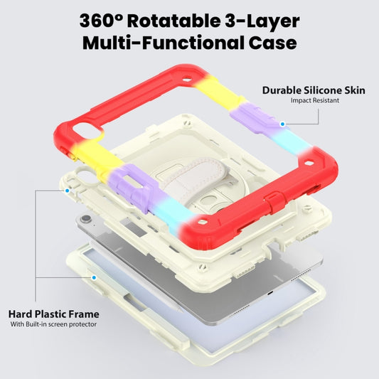 For iPad Air 11 2025 / 2024 Turntable Holder Silicone Hybrid PC Tablet Case with Shoulder Strap(Camouflage Red) by buy2fix