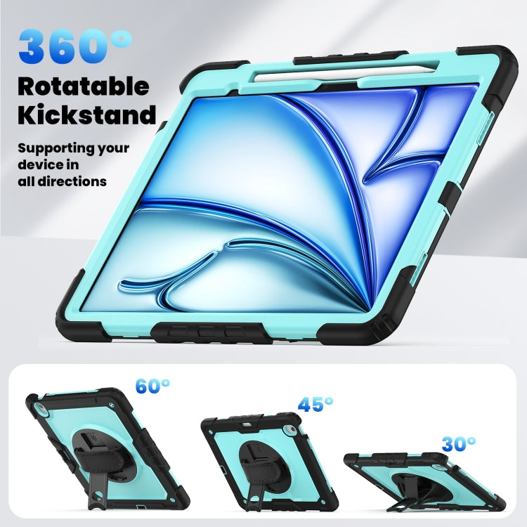 For iPad Air 13 2024 Silicone Hybrid PC Tablet Case with Shoulder Strap(Light Blue + Black) - iPad Air 13 2024 Cases by buy2fix | Online Shopping UK | buy2fix