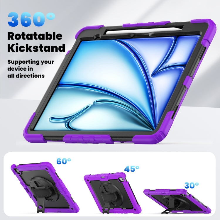 For iPad Air 13 2024 Silicone Hybrid PC Tablet Case with Shoulder Strap(Purple) - iPad Air 13 2024 Cases by buy2fix | Online Shopping UK | buy2fix