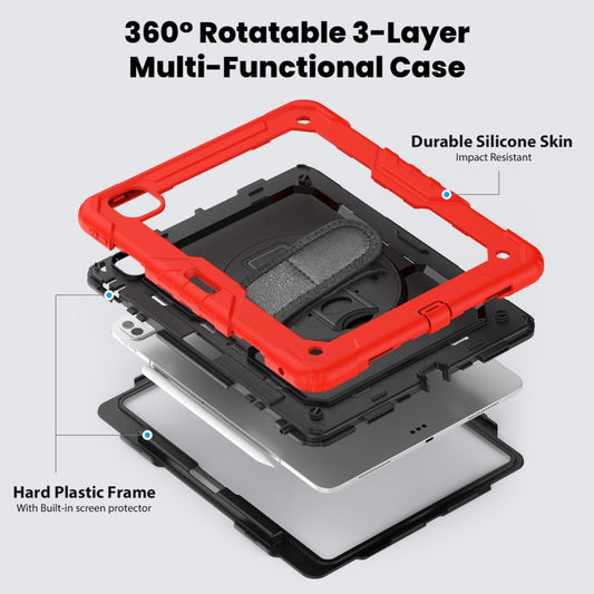 For iPad Pro 13 2025 / 2024 Turntable Holder Silicone Hybrid PC Tablet Case with Shoulder Strap(Red) by buy2fix