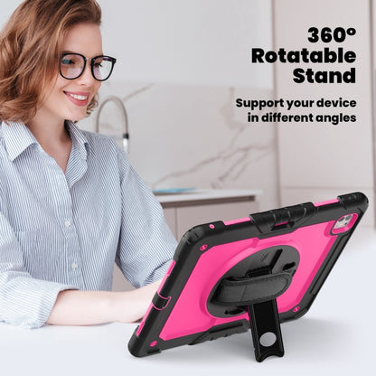 For iPad Pro 13 2024 Silicone Hybrid PC Tablet Case with Shoulder Strap(Rose Red + Black) - iPad Pro 13 2024 Cases by buy2fix | Online Shopping UK | buy2fix