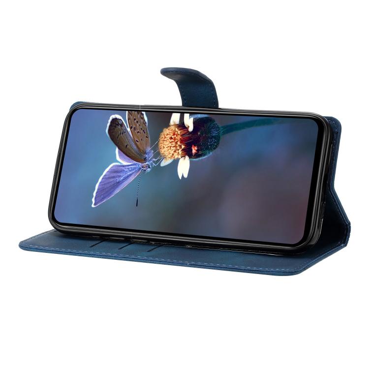 For iPhone 16e Cherry Blossom Butterfly Skin Feel Embossed PU Phone Case(Blue) - iPhone 16e Cases by buy2fix | Online Shopping UK | buy2fix